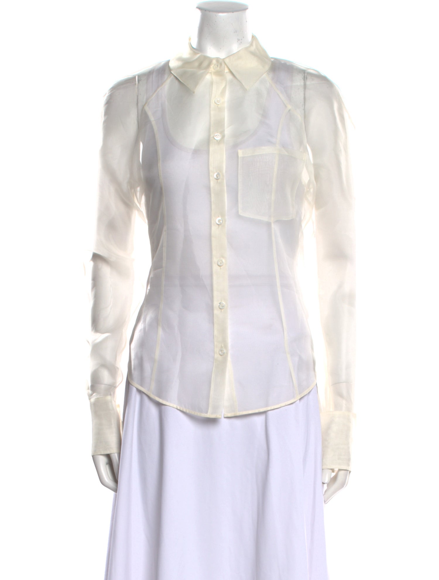 Fleur Du Mal Silk Long Sleeve Button-Up Top w/ Tags