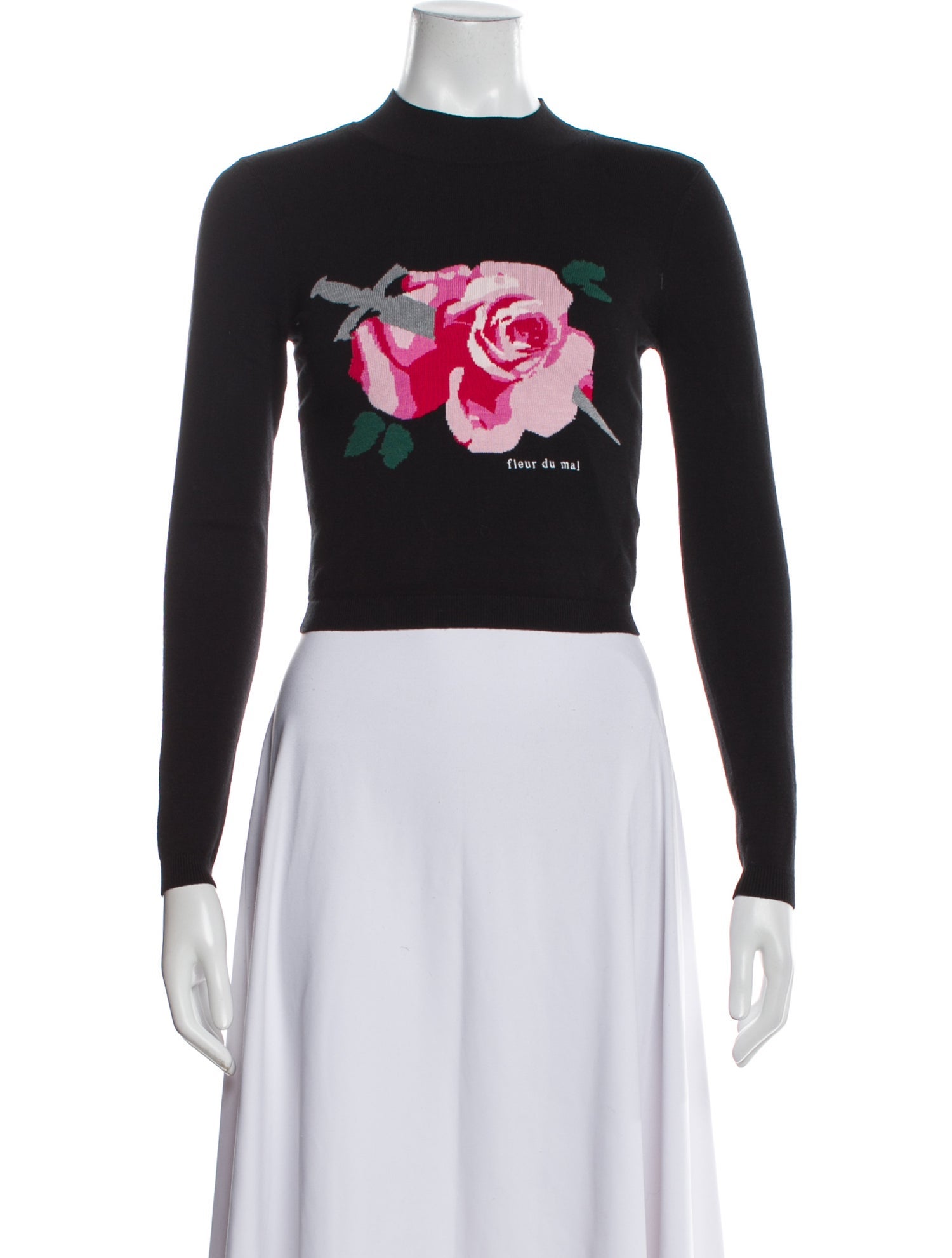 Fleur Du Mal Graphic Print Mock Neck Sweater