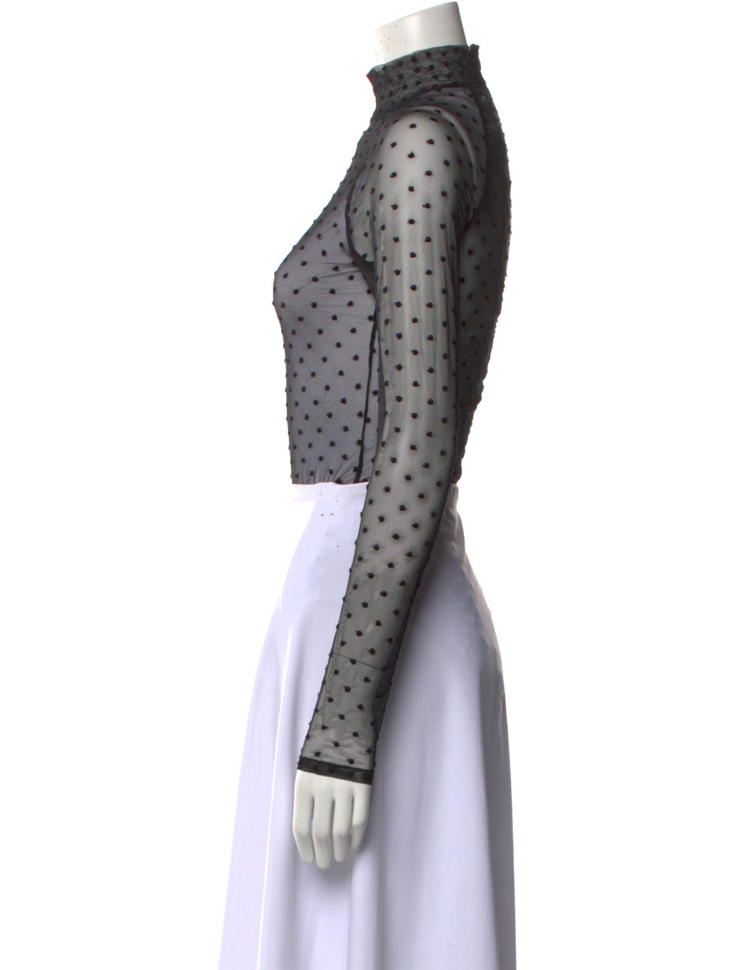 Fleur Du Mal Mock Neck Long Sleeve Crop Top