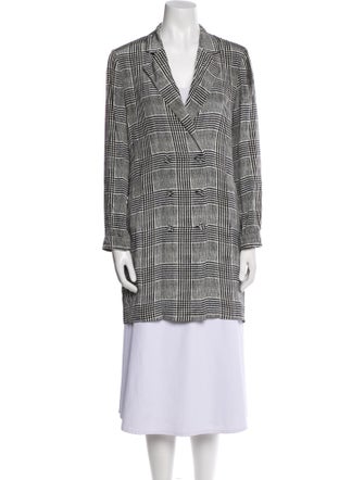 Fleur Du Mal Silk Plaid Print Peacoat