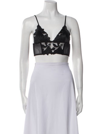 Fleur Du Mal Lace Pattern Square Neckline Crop Top
