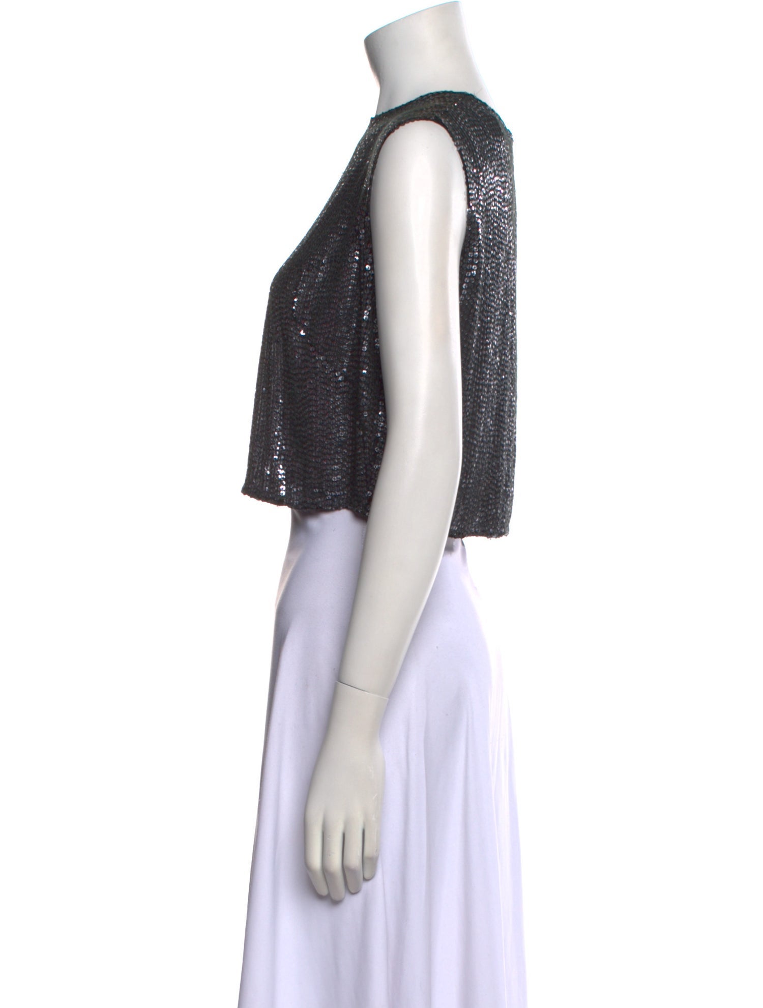 Fleur Du Mal Sequin Bateau Neckline Crop Top