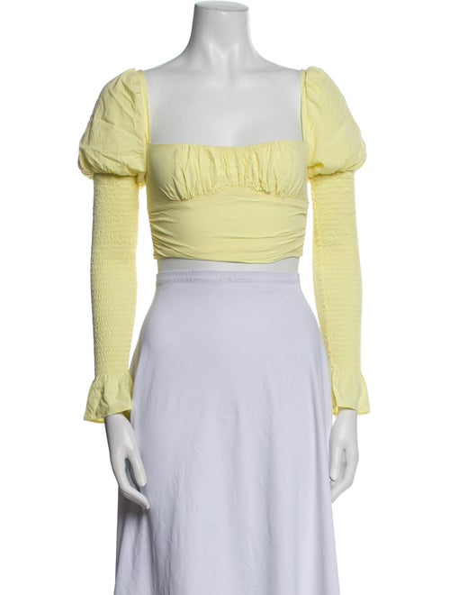 Fleur Du Mal Square Neckline Long Sleeve Crop Top