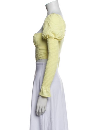 Fleur Du Mal Square Neckline Long Sleeve Crop Top