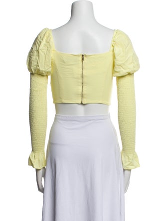 Fleur Du Mal Square Neckline Long Sleeve Crop Top