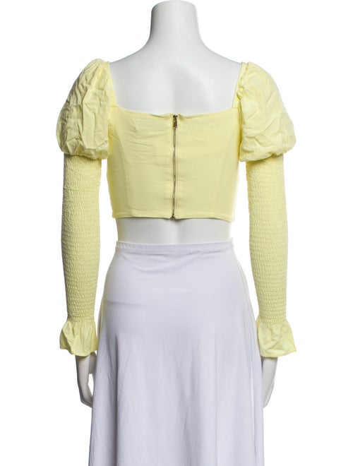 Fleur Du Mal Square Neckline Long Sleeve Crop Top