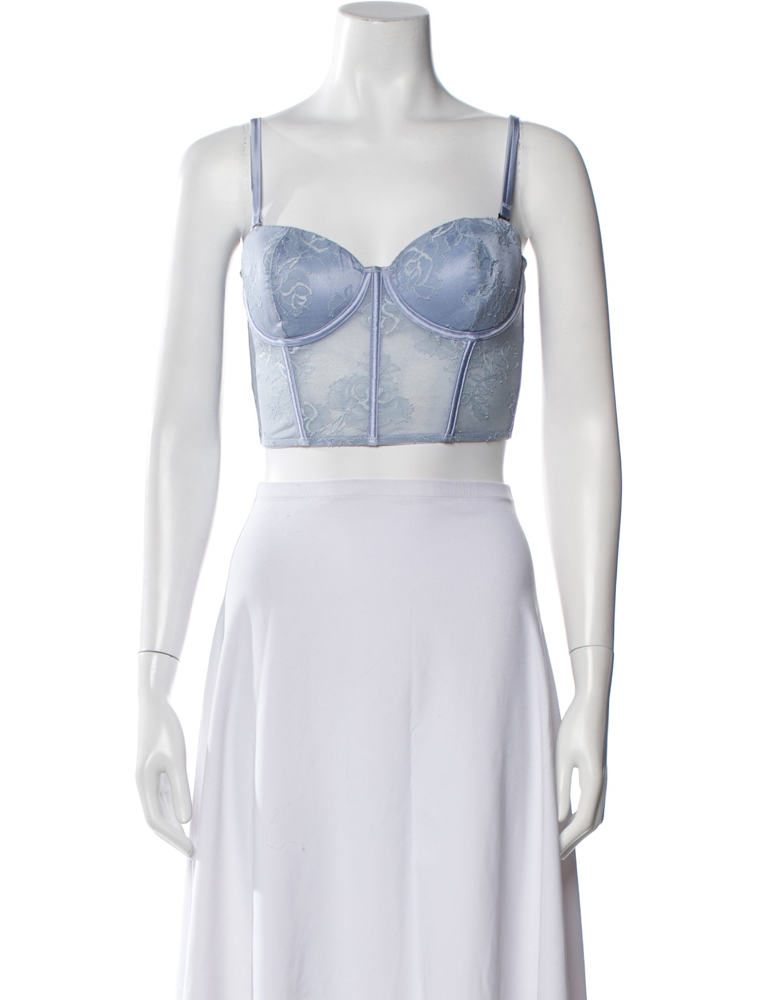 Fleur Du Mal Lace Pattern Square Neckline Crop Top