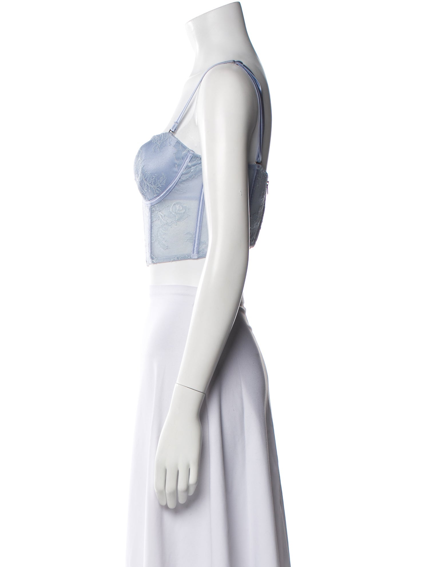 Fleur Du Mal Lace Pattern Square Neckline Crop Top