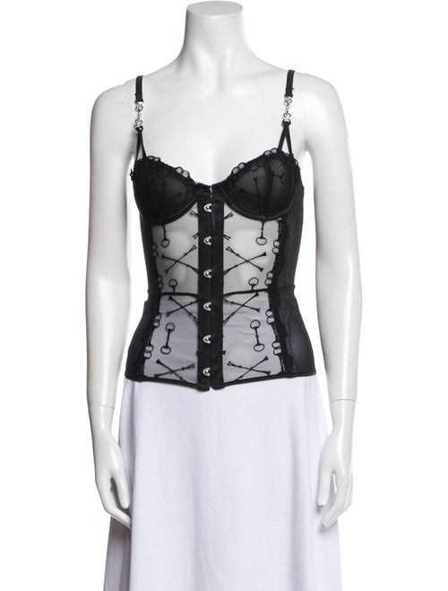 Fleur Du Mal Lace Pattern V-Neck Top