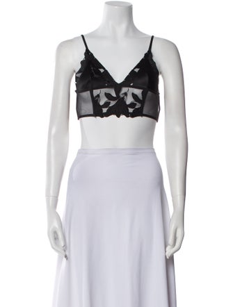 Fleur Du Mal V-Neck Sleeveless Crop Top