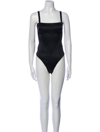 Fleur Du Mal Silk Square Neckline Bodysuit