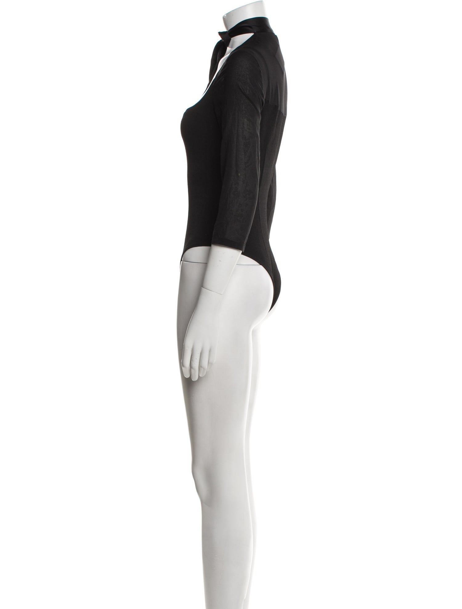 Fleur Du Mal Tie Neck Three-Quarter Sleeve Bodysuit