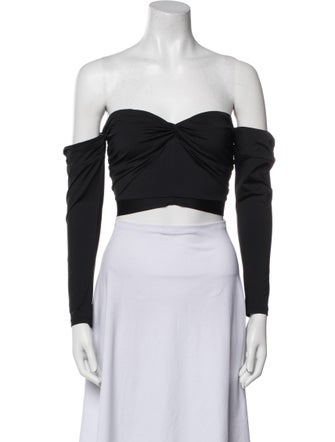 Fleur Du Mal Off-The-Shoulder Long Sleeve Crop Top