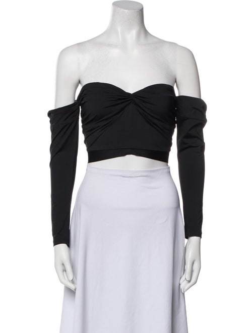Fleur Du Mal Off-The-Shoulder Long Sleeve Crop Top