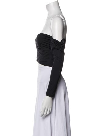 Fleur Du Mal Off-The-Shoulder Long Sleeve Crop Top