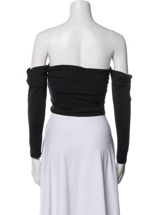 Fleur Du Mal Off-The-Shoulder Long Sleeve Crop Top