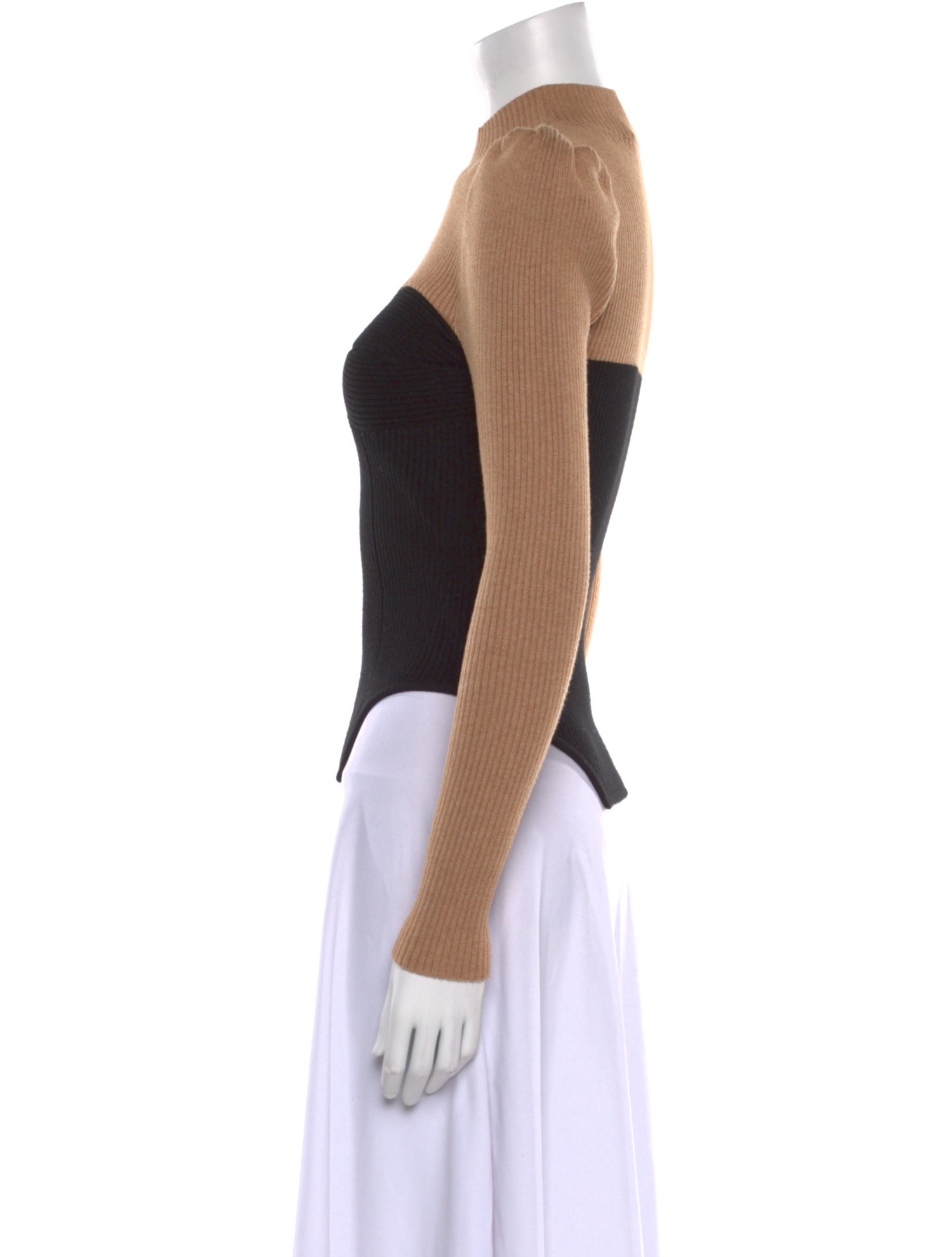 Fleur Du Mal Colorblock Pattern Mock Neck Sweater