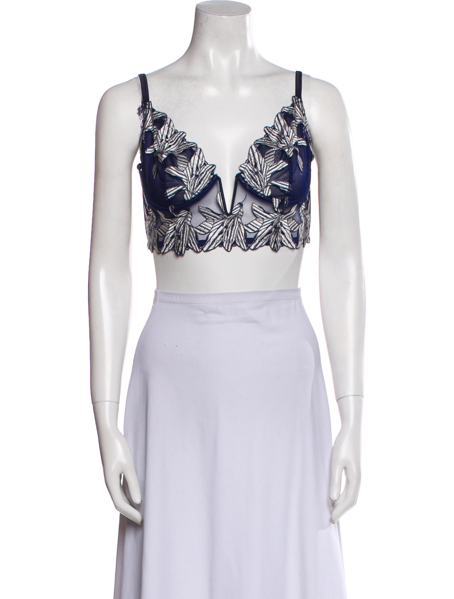 Fleur Du Mal Printed V-Neck Crop Top