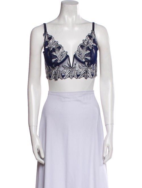Fleur Du Mal Printed V-Neck Crop Top
