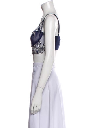 Fleur Du Mal Printed V-Neck Crop Top