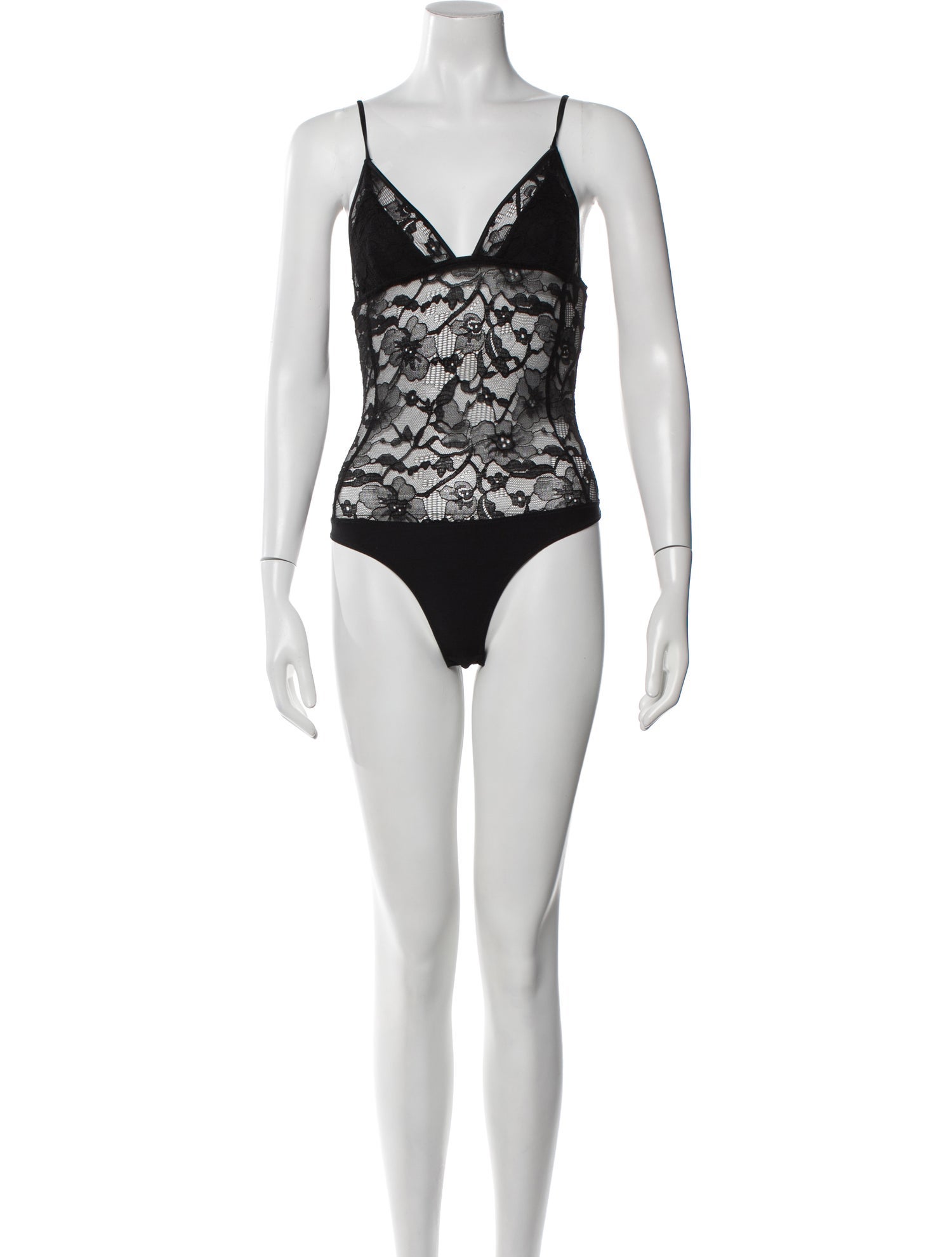 Fleur Du Mal Lace Pattern Square Neckline Bodysuit