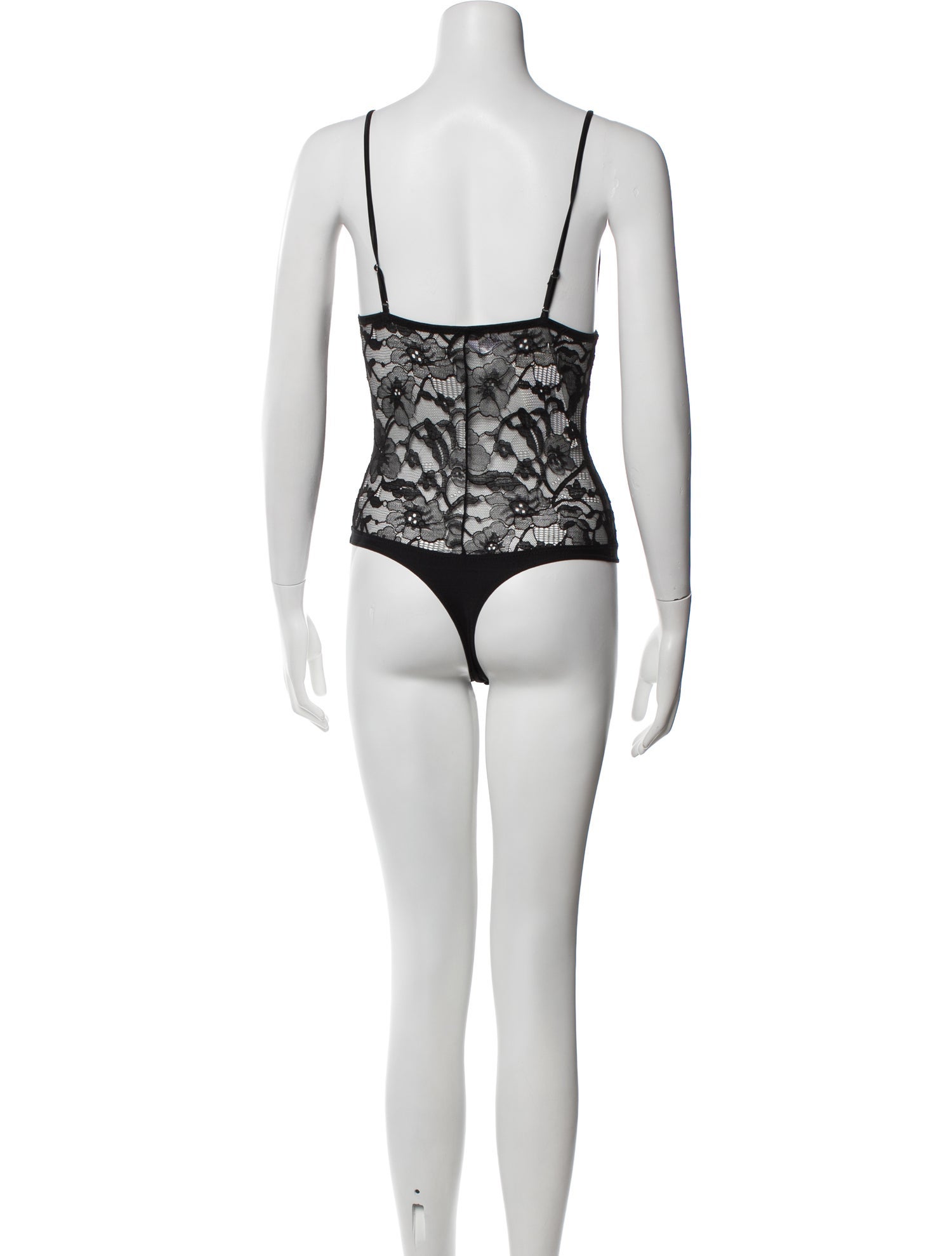 Fleur Du Mal Lace Pattern Square Neckline Bodysuit