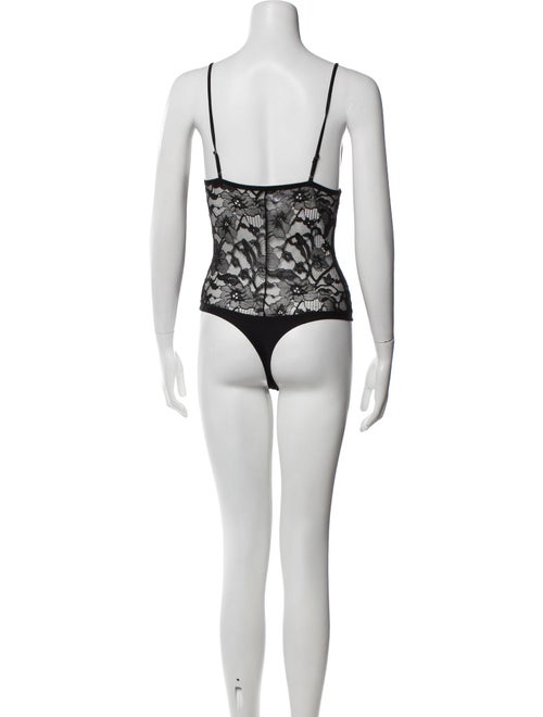 Fleur Du Mal Lace Pattern Square Neckline Bodysuit