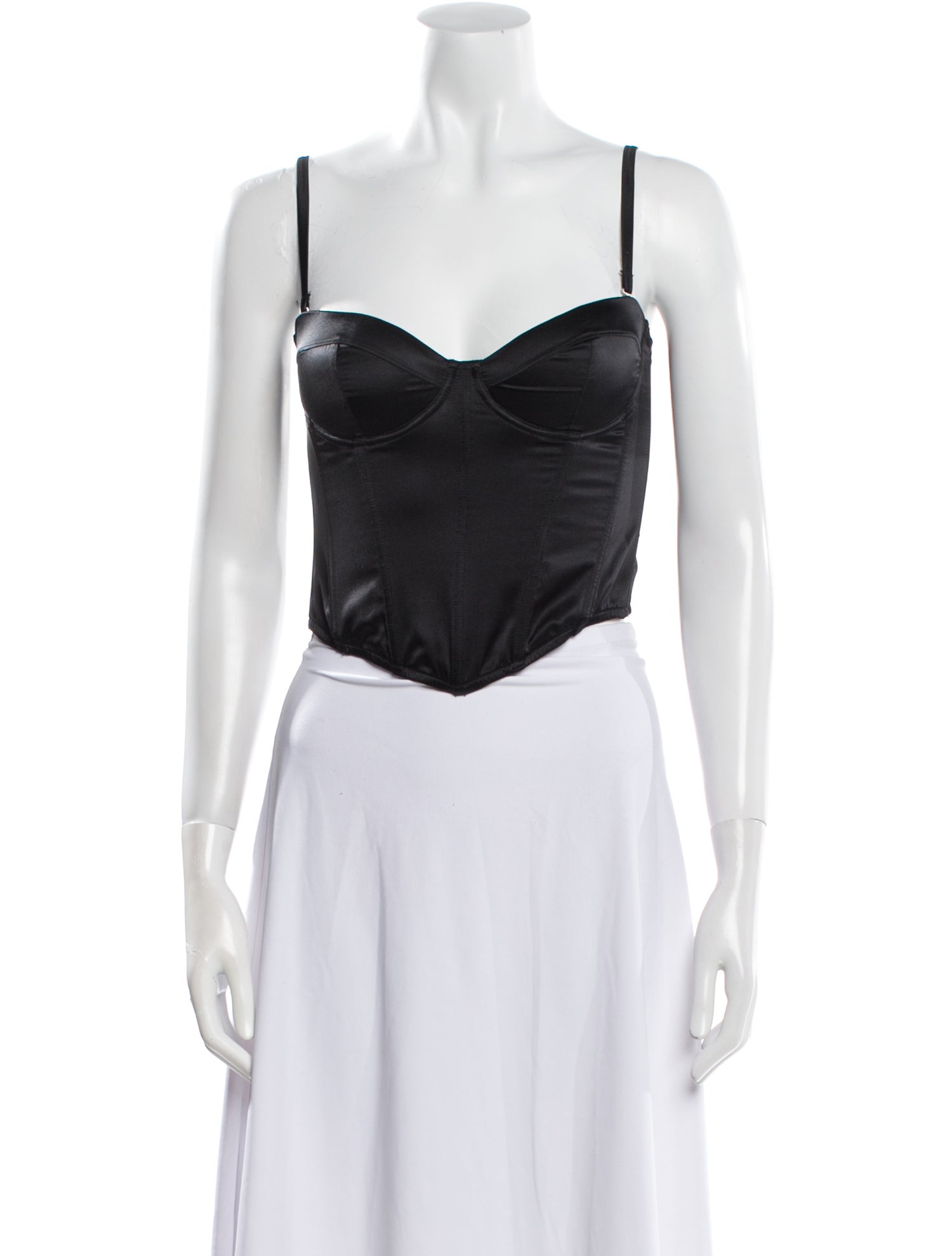 Fleur Du Mal Silk Square Neckline Crop Top