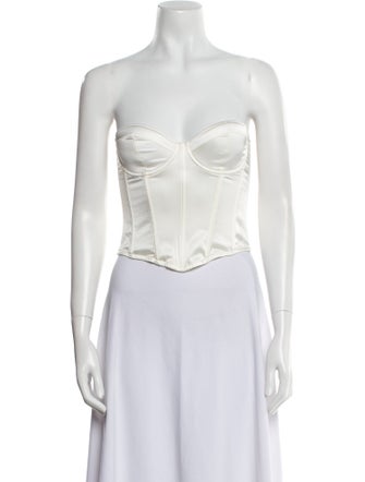 Fleur Du Mal Silk Strapless Crop Top