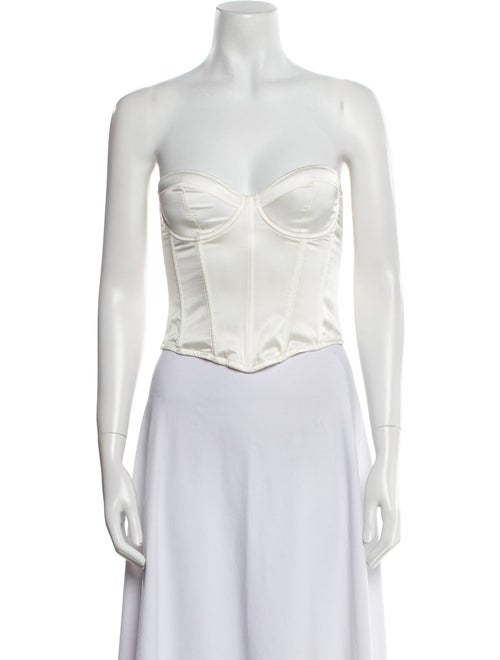 Fleur Du Mal Silk Strapless Crop Top