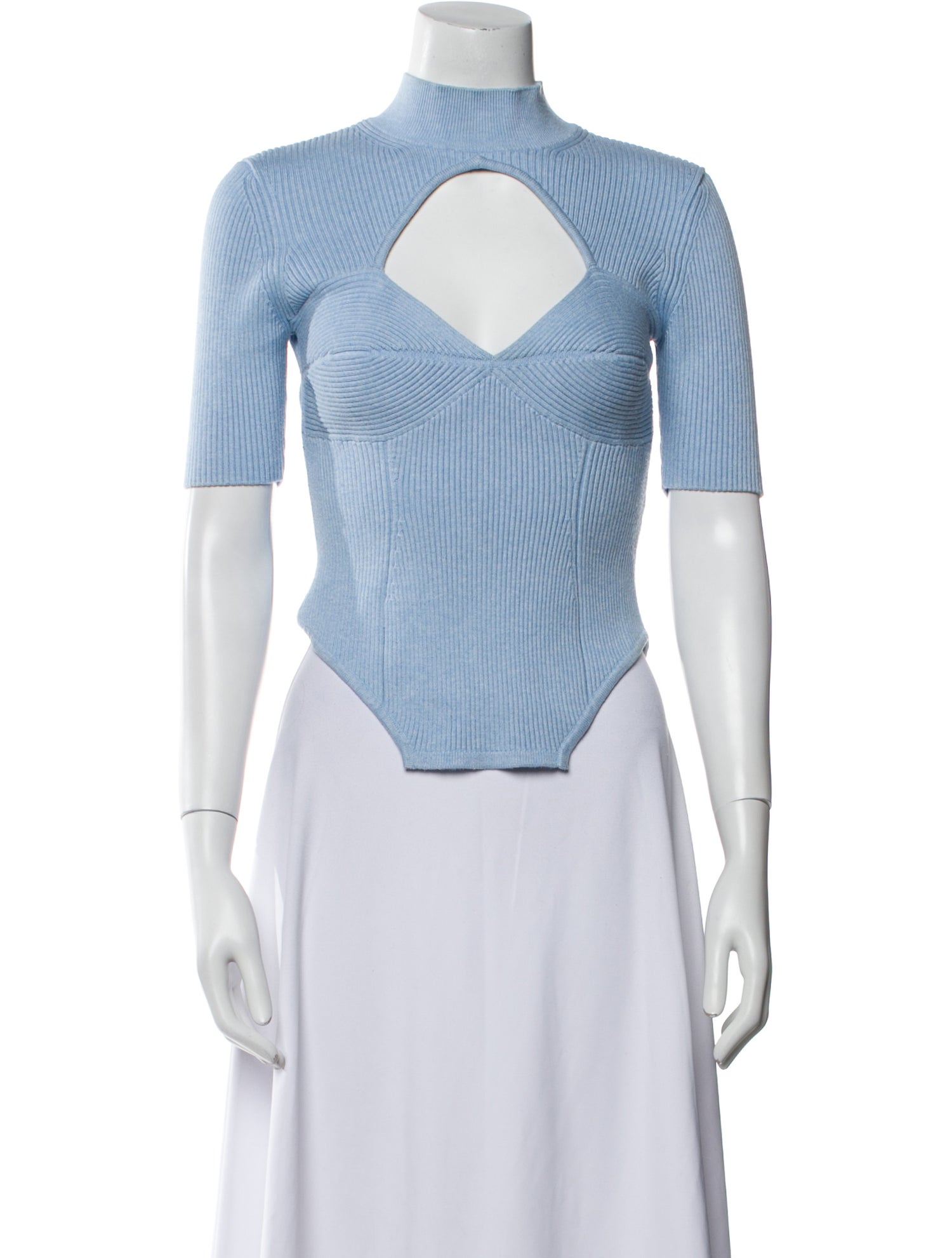 Fleur Du Mal Striped Mock Neck Crop Top