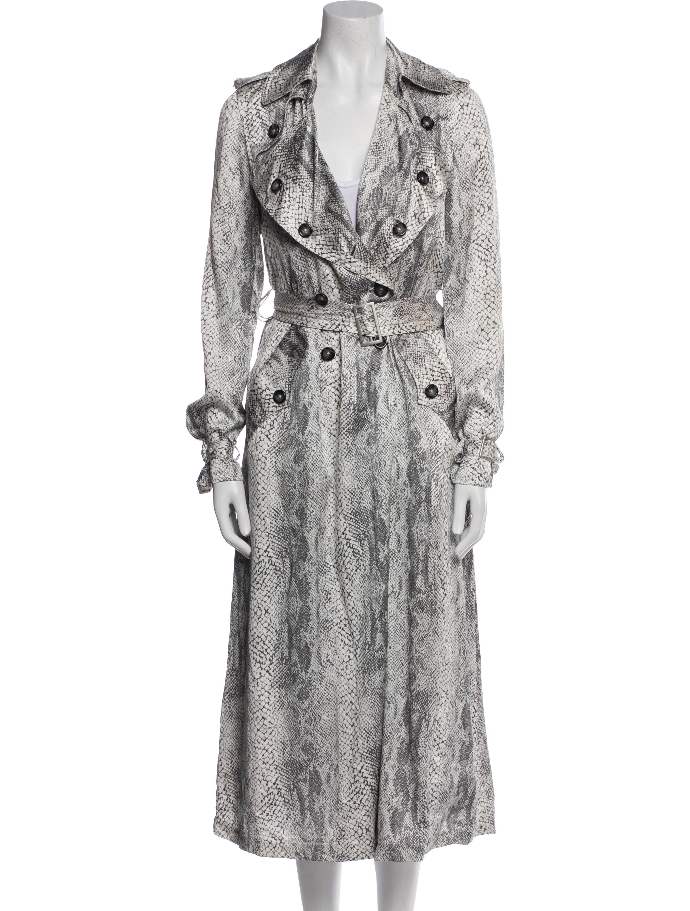 Fleur Du Mal Silk Animal Print Trench Coat