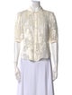 Fleur Du Mal Lace Pattern Three-Quarter Sleeve Button-Up Top
