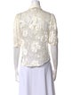 Fleur Du Mal Lace Pattern Three-Quarter Sleeve Button-Up Top