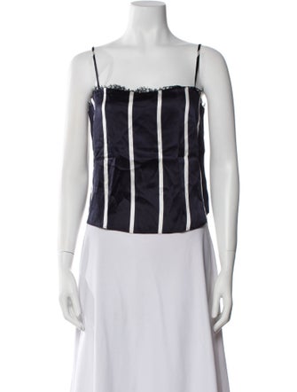 Fleur Du Mal Silk Striped Crop Top