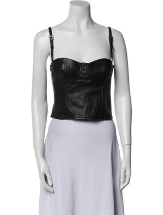 Fleur Du Mal Leather Square Neckline Crop Top