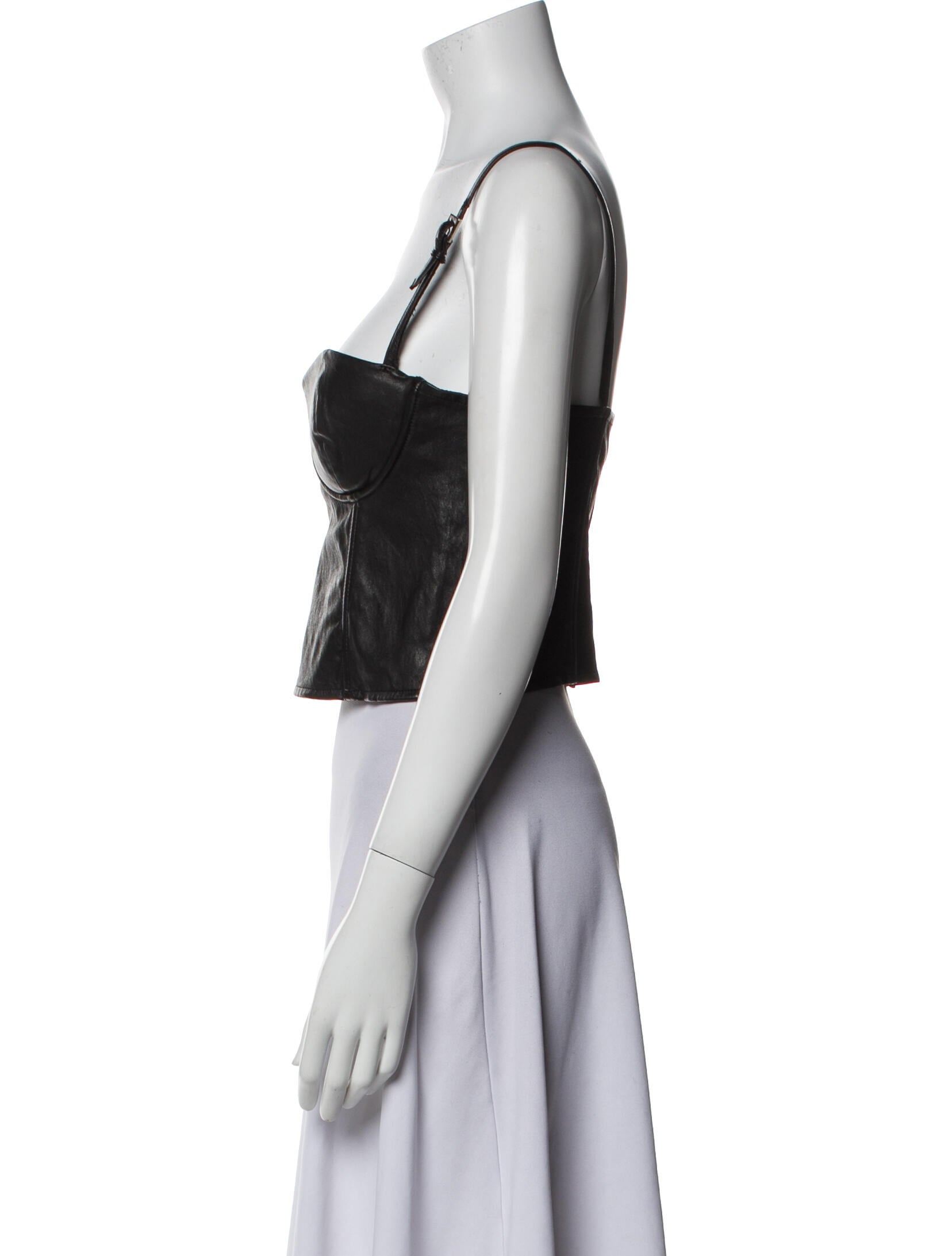 Fleur Du Mal Leather Square Neckline Crop Top