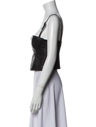 Fleur Du Mal Leather Square Neckline Crop Top