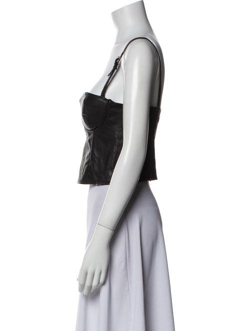 Fleur Du Mal Leather Square Neckline Crop Top