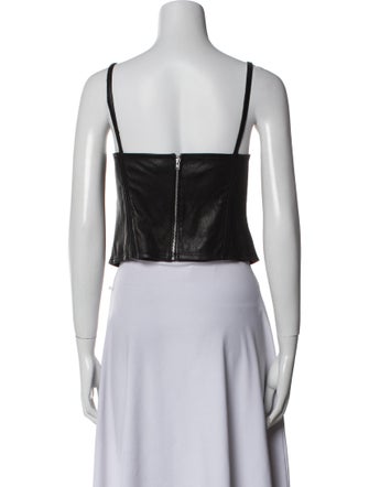 Fleur Du Mal Leather Square Neckline Crop Top