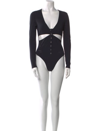 Fleur Du Mal V-Neck Long Sleeve Bodysuit