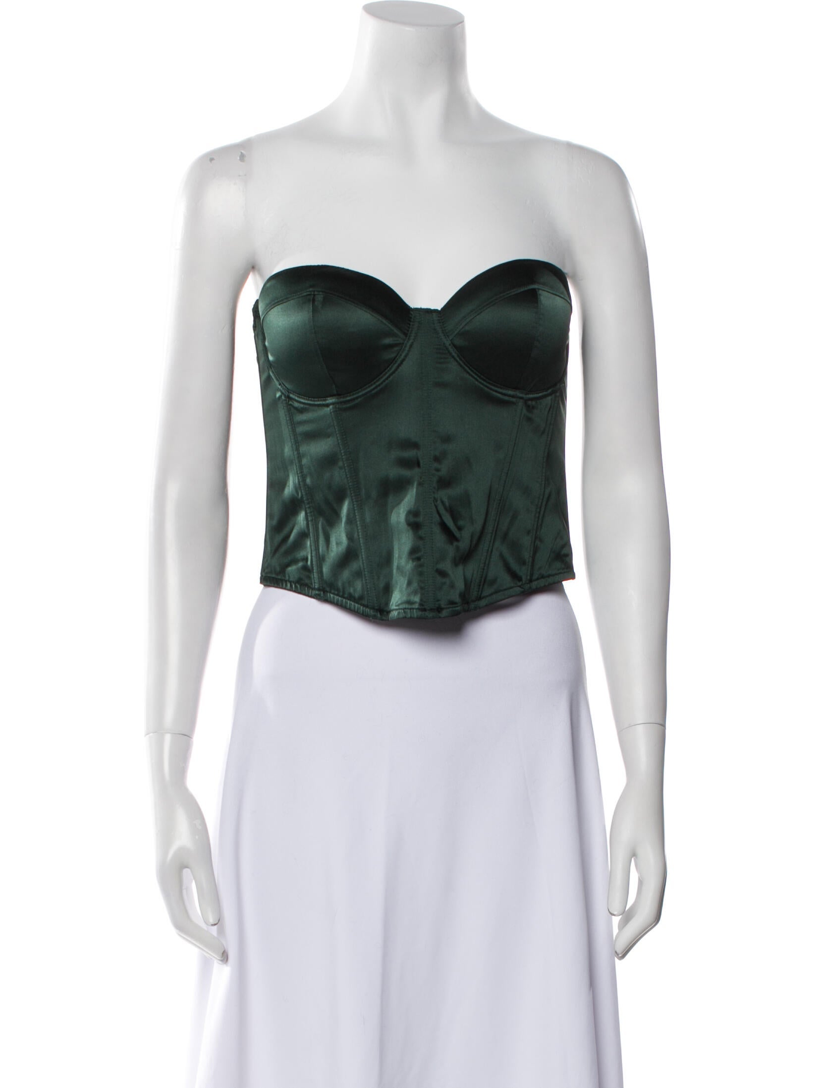 Fleur Du Mal Silk Strapless Crop Top