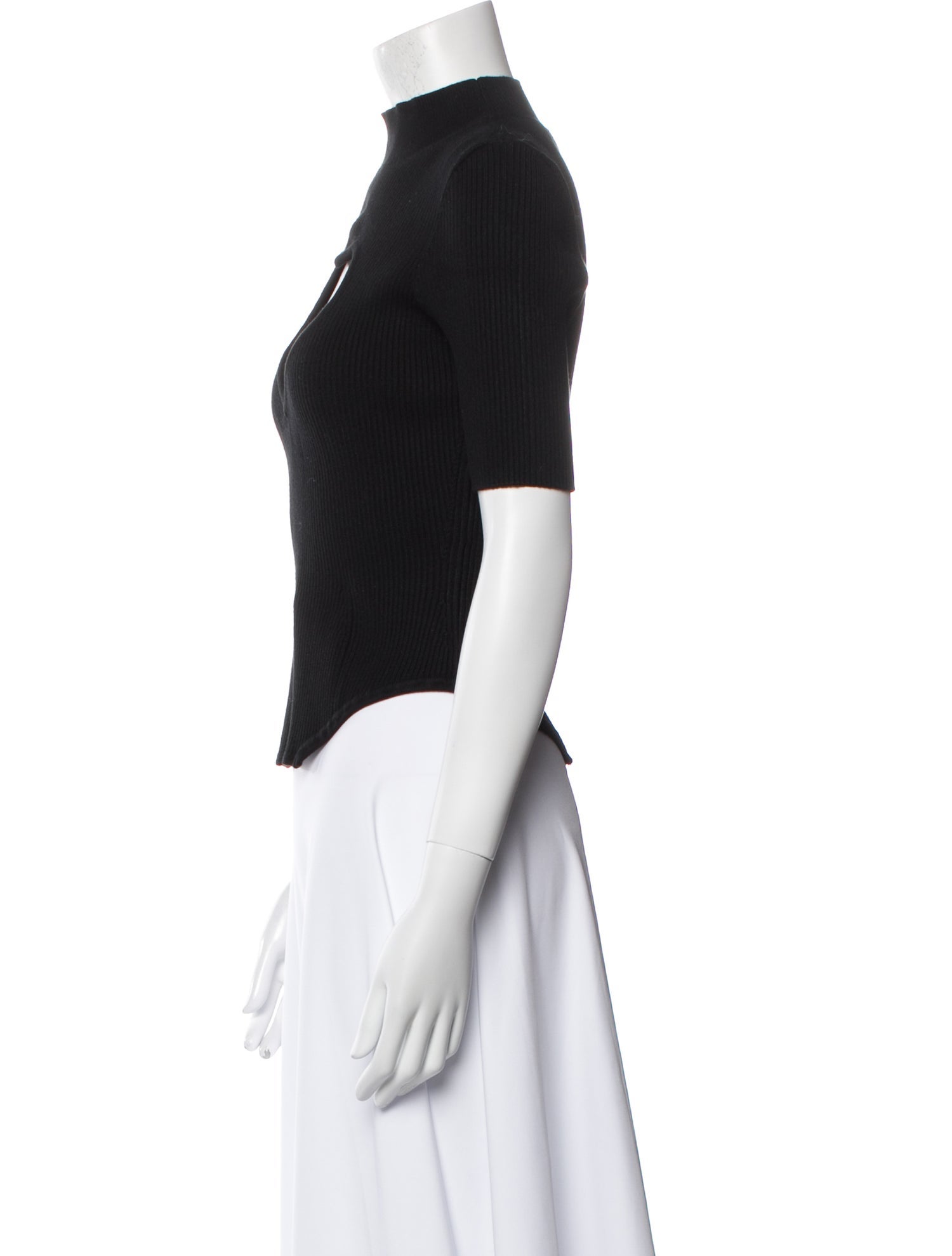 Fleur Du Mal Mock Neck Short Sleeve Crop Top