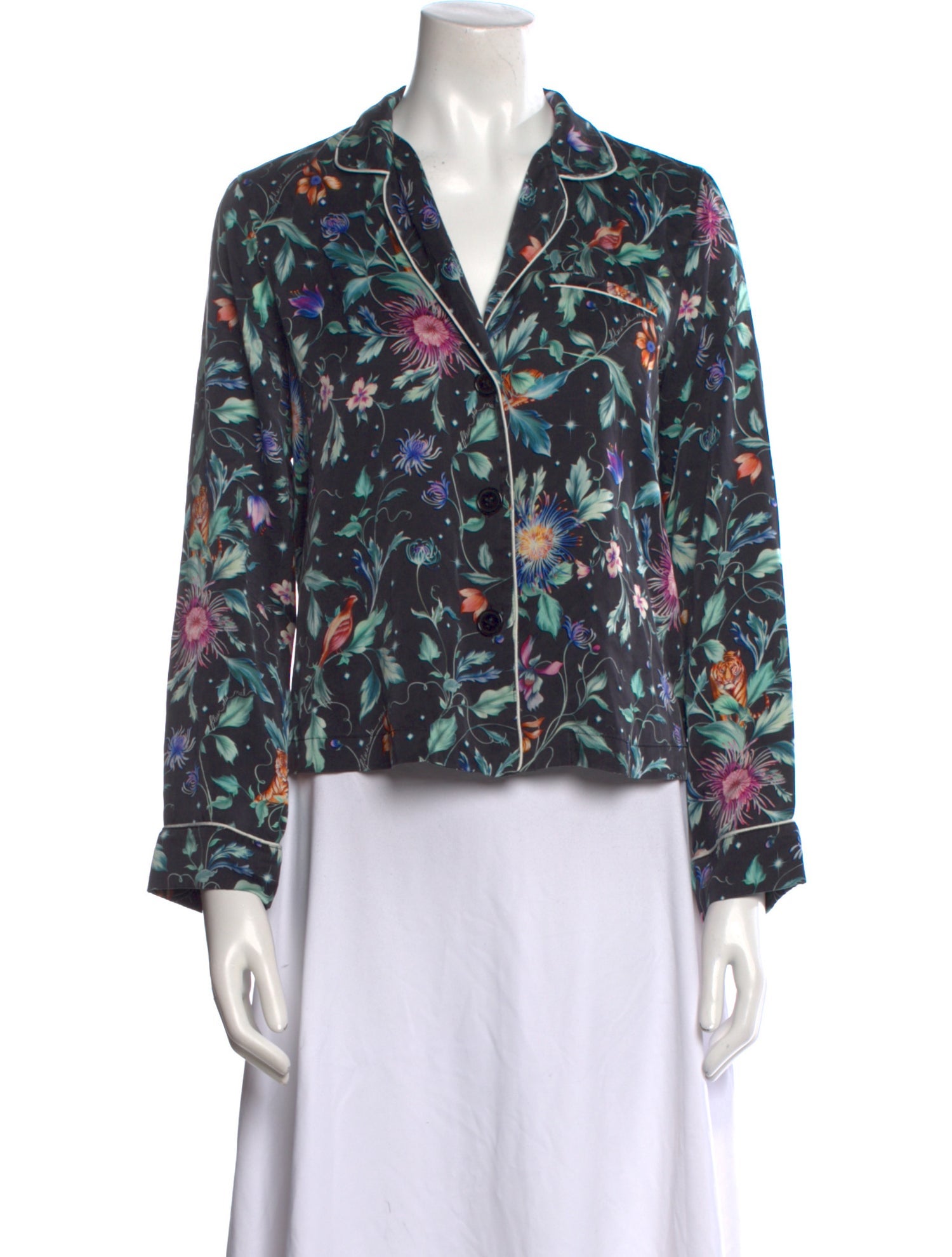 Fleur Du Mal Silk Floral Print Blouse