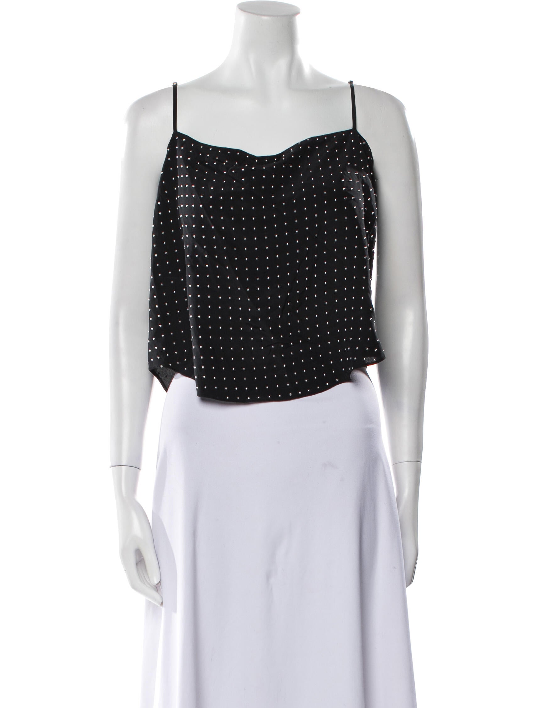 Fleur Du Mal Silk Polka Dot Print Crop Top