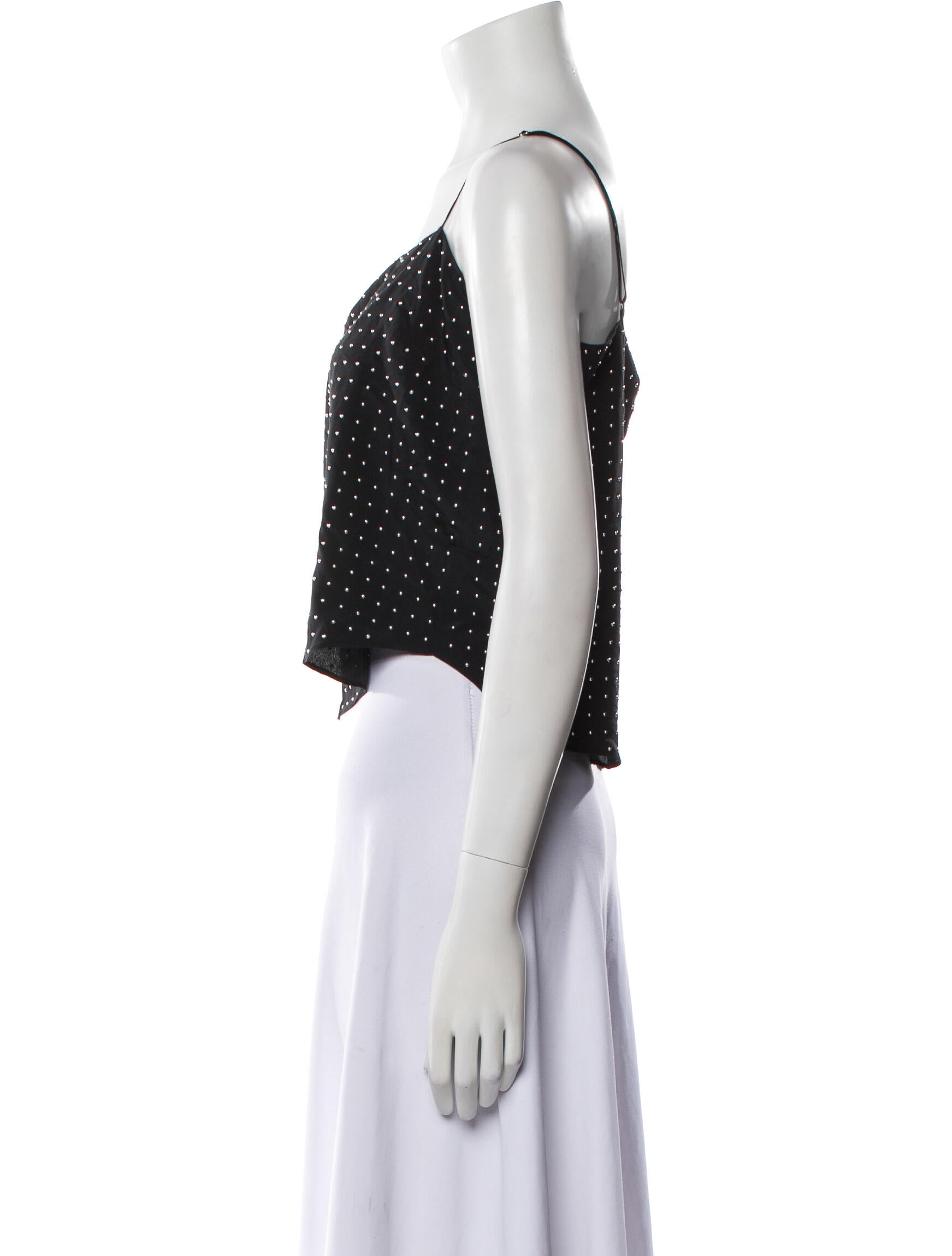 Fleur Du Mal Silk Polka Dot Print Crop Top