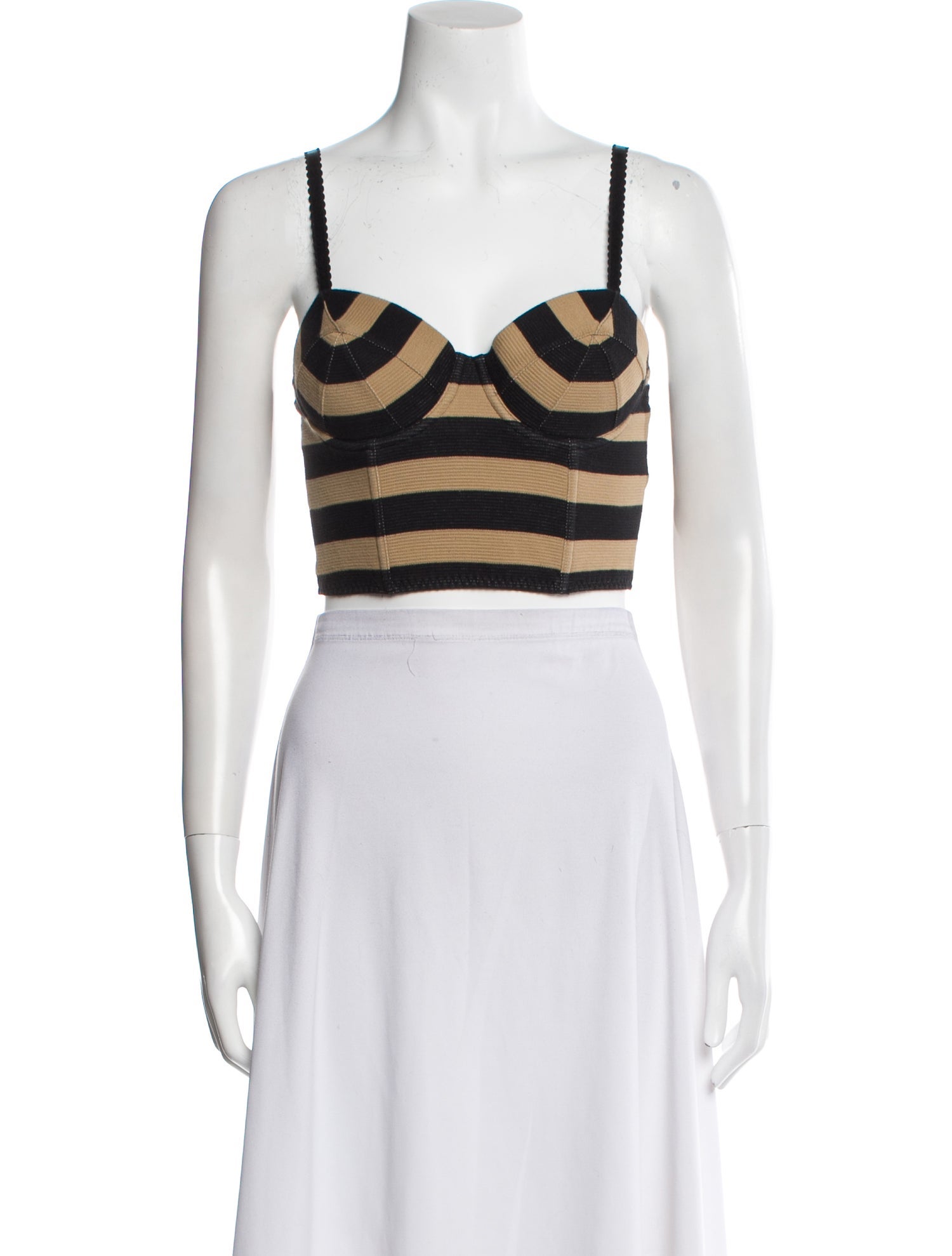 Fleur Du Mal Striped Square Neckline Crop Top