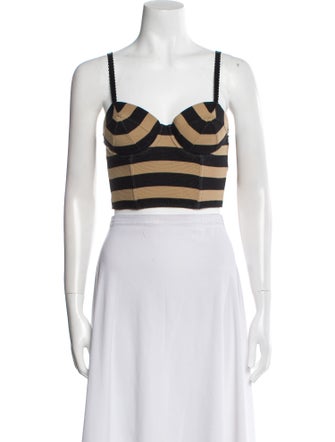 Fleur Du Mal Striped Square Neckline Crop Top