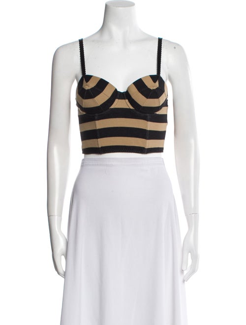 Fleur Du Mal Striped Square Neckline Crop Top