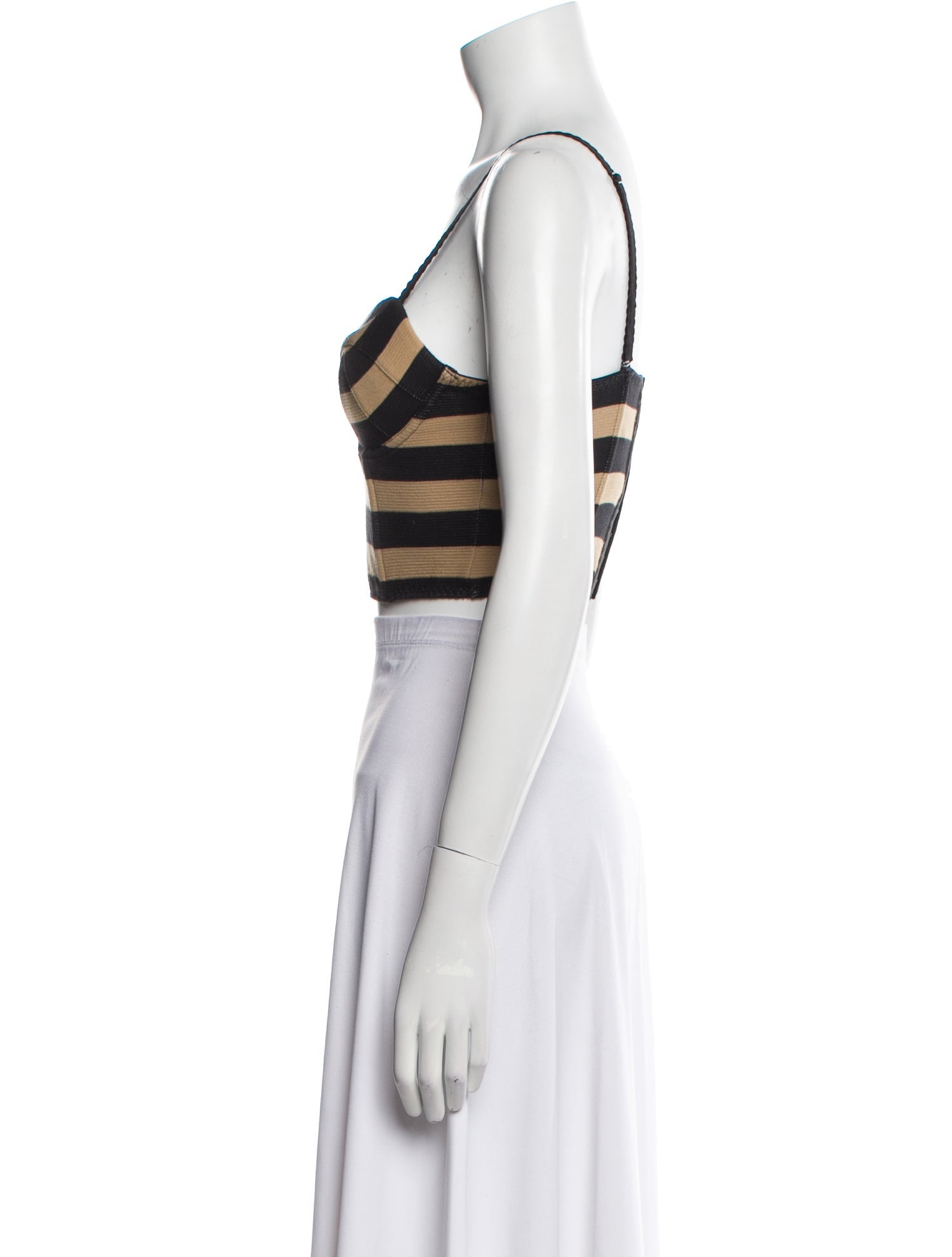 Fleur Du Mal Striped Square Neckline Crop Top